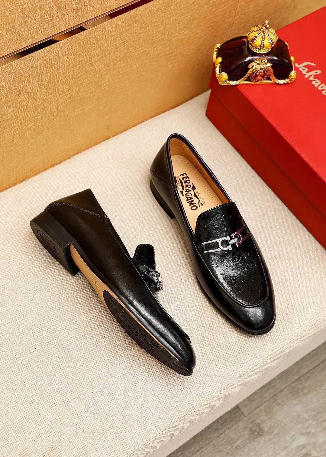 Men's shoes 💰480 💐[Ferragamo/Ferragamo] (high-end Niuli) New 🐲Ferragamo* Ferragamo classic formal leather shoes! The upper is made of imported first-layer cowhide and the upper is made of comfortable first-layer cowhide leather lining! Original wear-resistant rubber outsole! High quality products! Code number 38-44 (45🉑️customized)